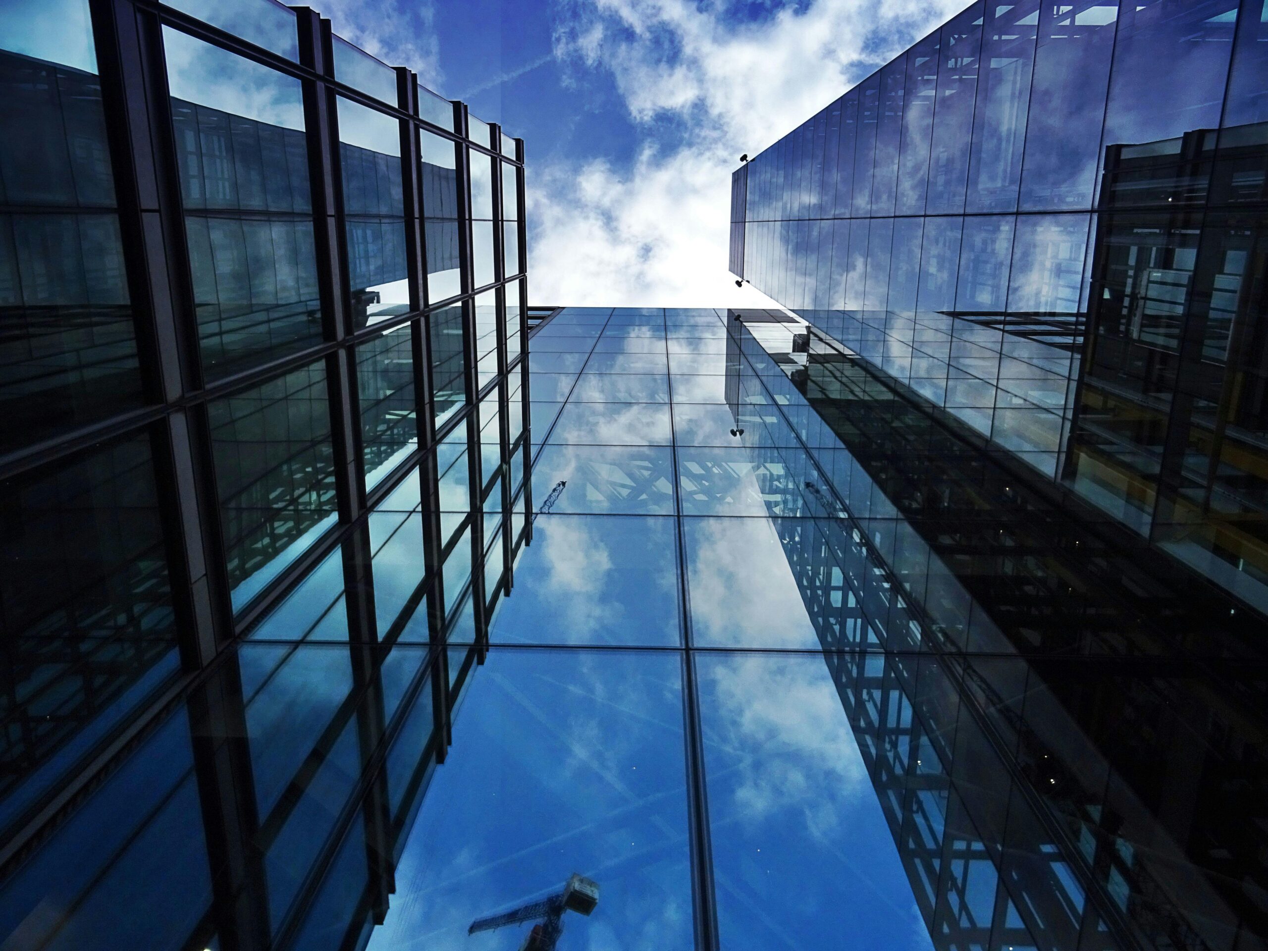 Worm's Eye View of Glass Building